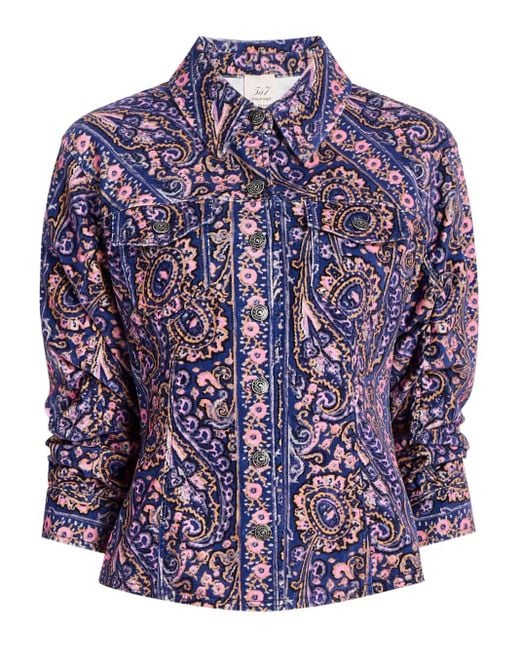 Cinq À Sept Blue Canyon Paisley Velvet Jacket