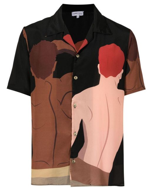 Amir Slama Black Graphic-print Short-sleeved Shirt for men