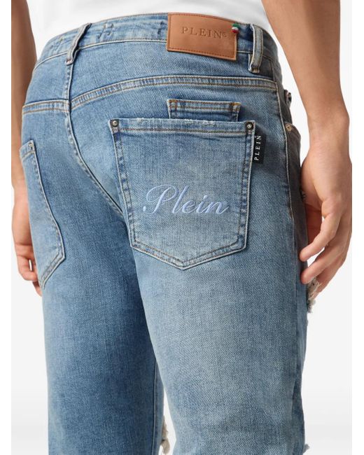 Philipp Plein Blue Distressed-Effect Jeans for men