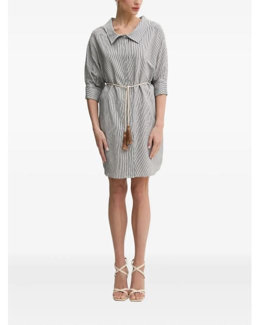 Liu Jo Black Striped-Belted Shirt Mini Dress
