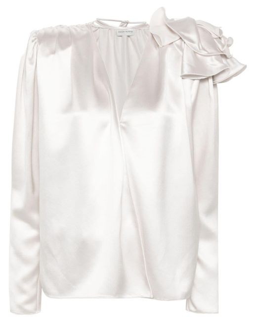 Blusa con apliques florales Magda Butrym de color White
