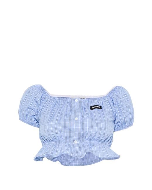 Miu Miu Blue Chemise À Carreaux