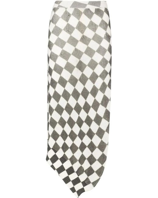 MM6 by Maison Margiela Multicolor Checkerboard-Pattern Asymmetric Skirt