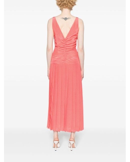Alessandra Rich Pink Polka Dot Silk Midi Dress