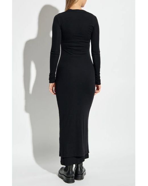 Jil Sander Black Layered Wool Dress