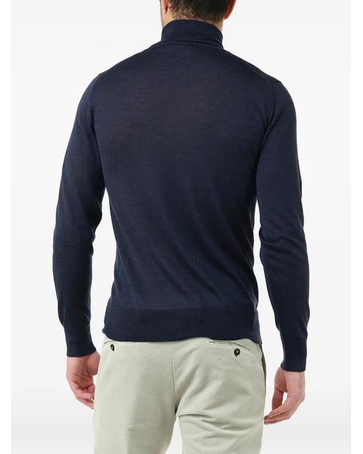 Al Duca D'aosta Blue Roll-Neck Long-Sleeve T-Shirt for men