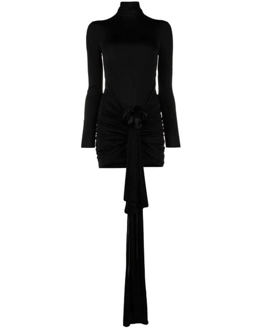 Saint Laurent Black Draped Mini Dress