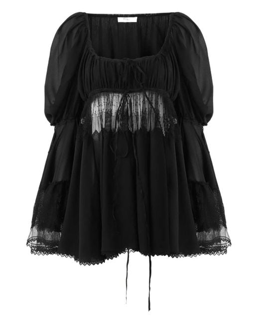 Chloé Blouse Met Pofmouwen En Diepe Ronde Hals in het Black