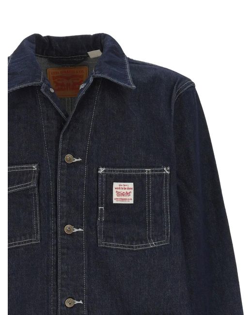 Levi's Blue Denim Pointed-Collar Jacket for men