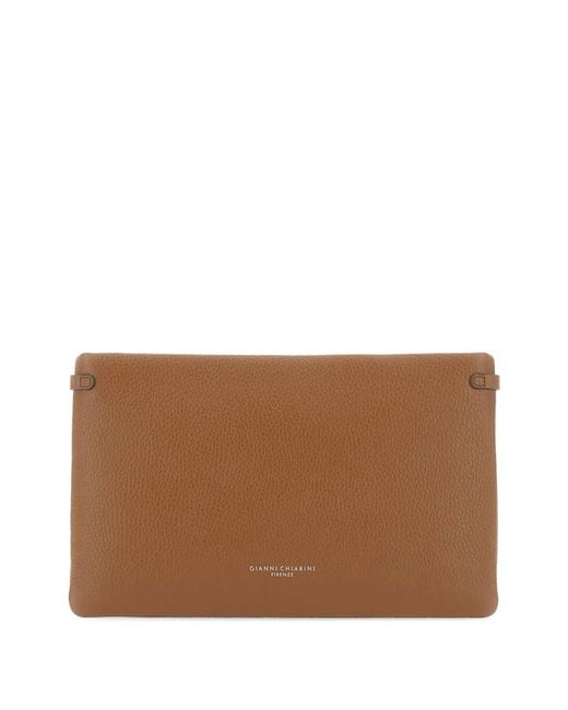 Gianni Chiarini Brown Hermy Grained Leather Clutch Bag