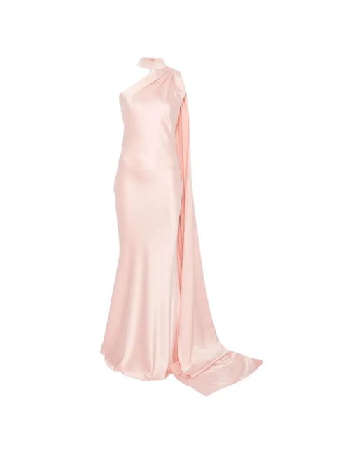 ACTUALEE Pink One-Shoulder Draped Dress