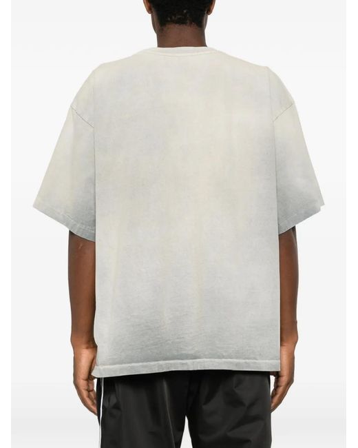 RRR123 Gray Graphic-Print Pocket-Detail Cotton T-Shirt for men