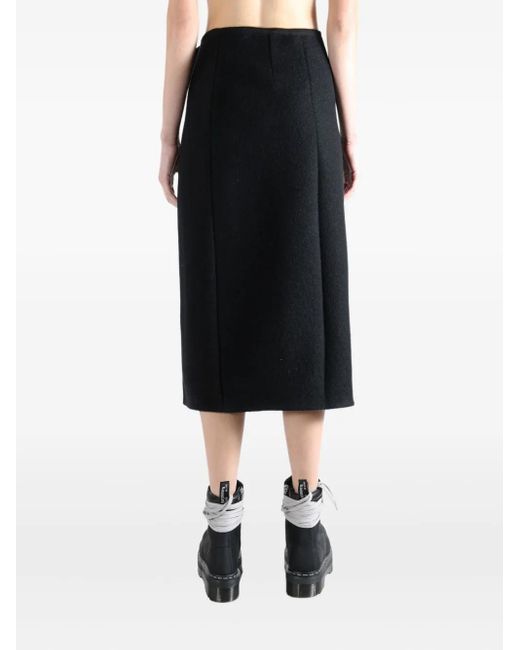 Rier Black Wool Midi Skirt