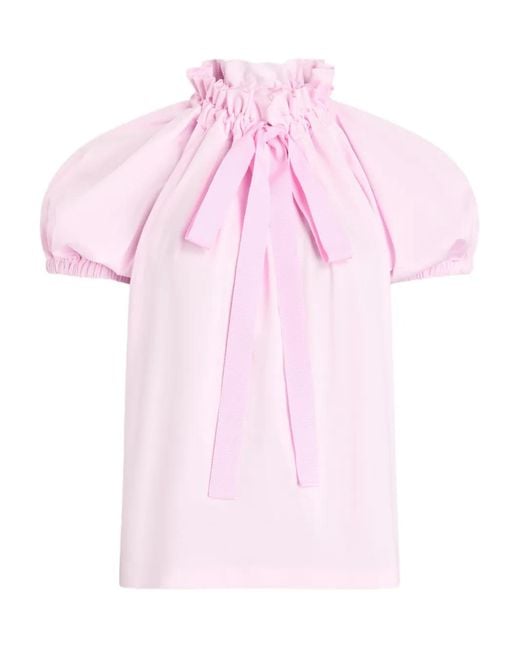 Patou Pink Ruffled Tie-Fastening Top