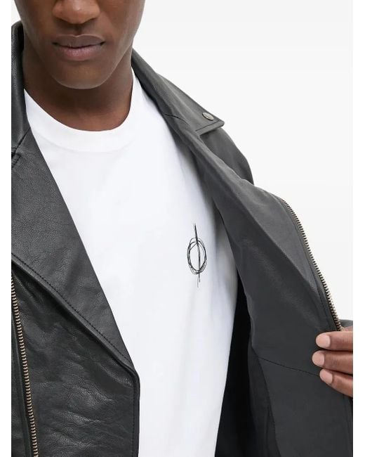 Samsøe & Samsøe Gray Asymmetrical-Zip Leather Jacket for men