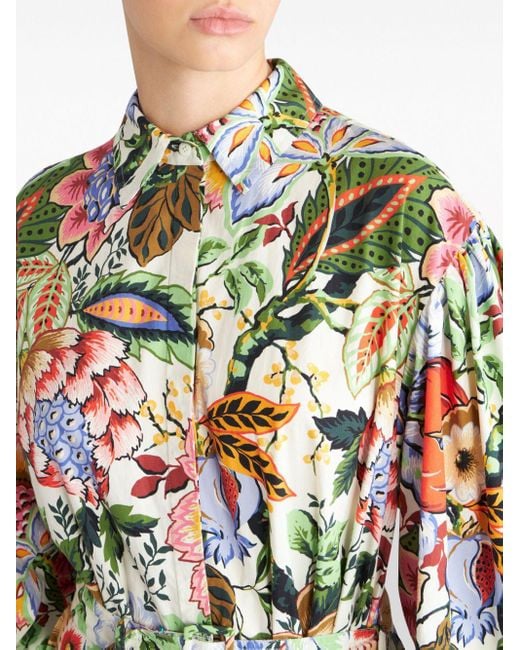 Robe-chemise longue en coton à fleurs Etro en coloris Multicolor