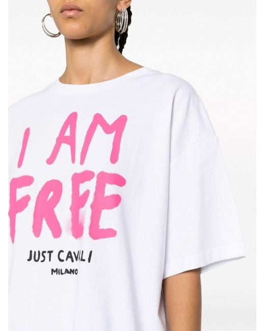 Just Cavalli T-shirt Met Logoprint in het Pink