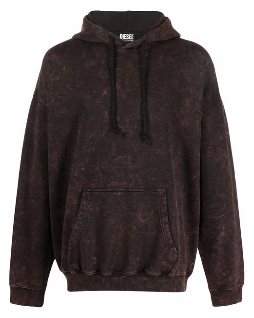 DIESEL Black Marbled Effect Cotton Hoodie for men