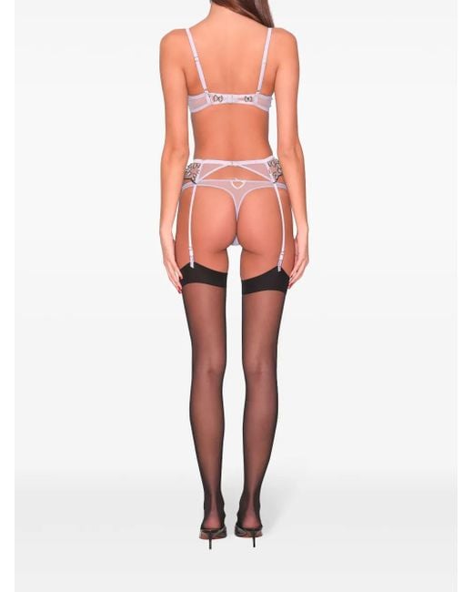 Fleur du Mal White Farfalle Embroidered Thong