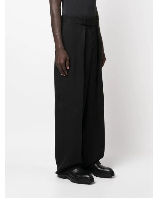 Jil Sander Black Pleated Wide-Leg Trousers for men