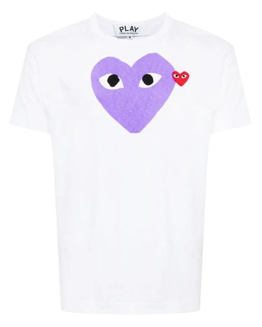COMME DES GARÇONS PLAY White Signature Heart Motif Cotton T-Shirt