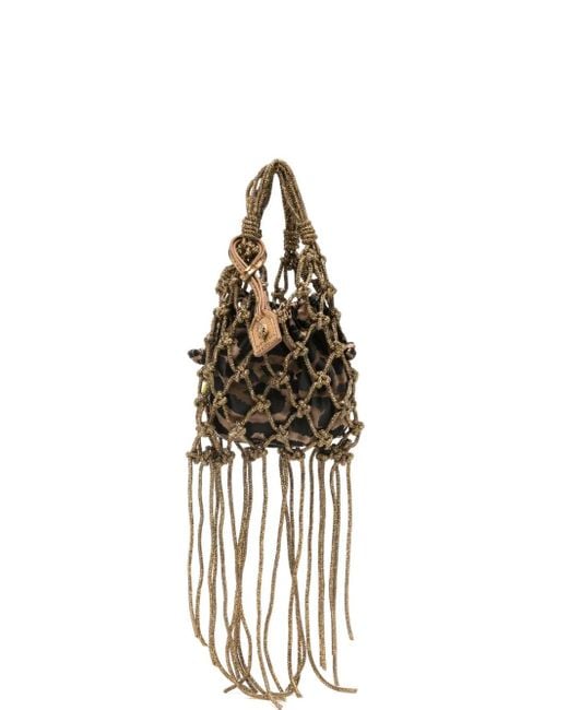 Mini Sac À Dos Frangé À Imprimé Léopard Kurt Geiger en coloris Metallic