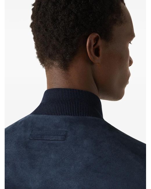 Zegna Blue Suede Blouson Jacket for men