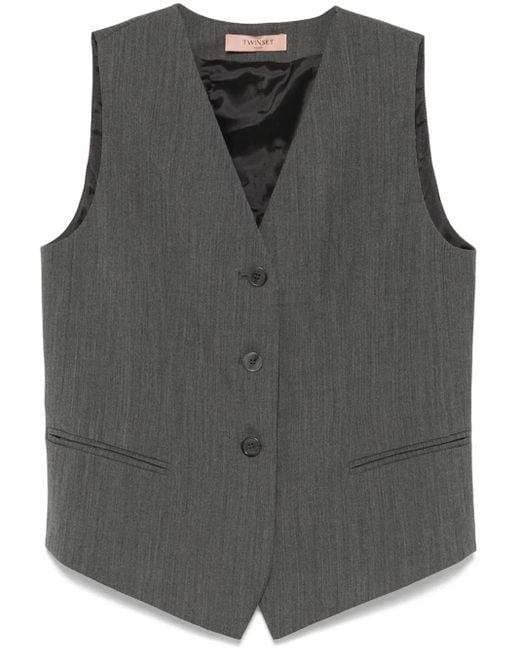 Twinset Gray Textured Waistcoat