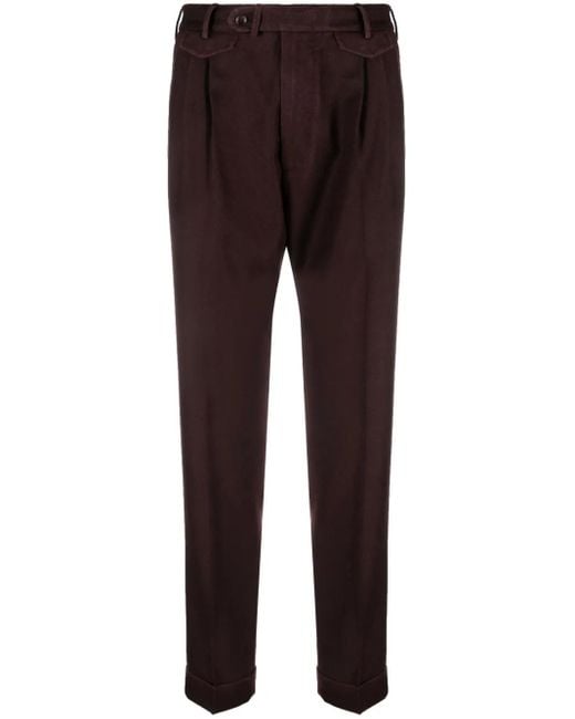 Dell'Oglio Brown Mario Mid-Rise Trousers for men