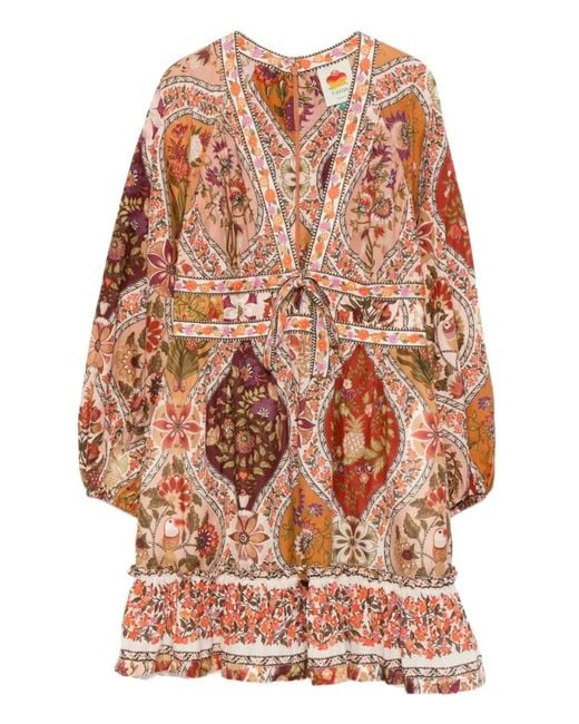 Farm Rio Pink Robe Romantic Nature À Coupe Courte