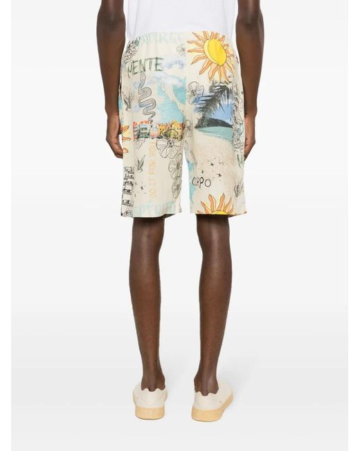 Amir Slama White Graphic-Print Elastic-Waist Shorts for men