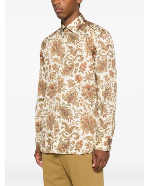 Etro Natural Paisley-Print Cotton Shirt for men