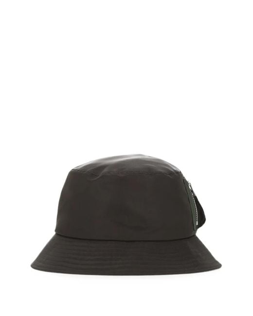 Sacai Black Zip-Pocket Bucket Hat