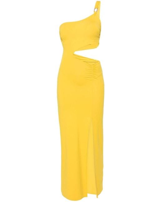 Vestido largo con abertura Fisico de color Yellow