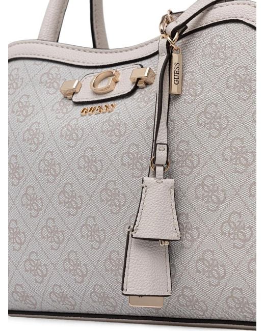 Guess Gray Lindsey Logo-Plaque Tote Bag