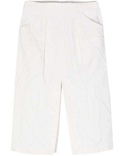 ODEEH White Textured A-line Skirt