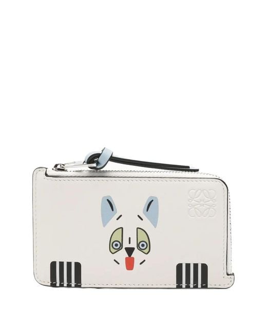 Loewe White Cat-Print Cardholder