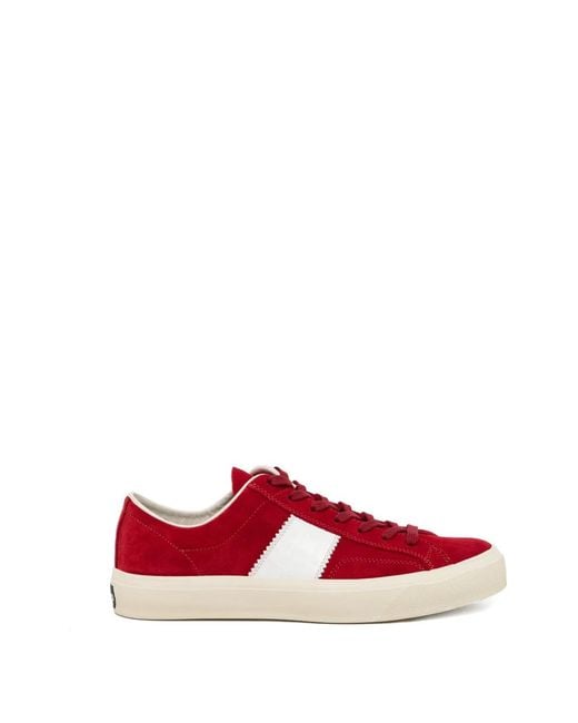 Tom Ford Red Cambridge Trainers for men