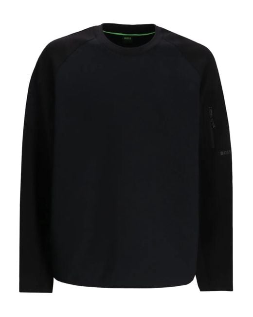 メンズ Boss ラグランスリーブ スウェットシャツ Black