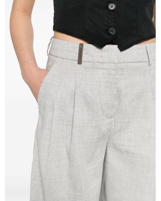 Peserico Gray Wide-leg Cropped Trousers