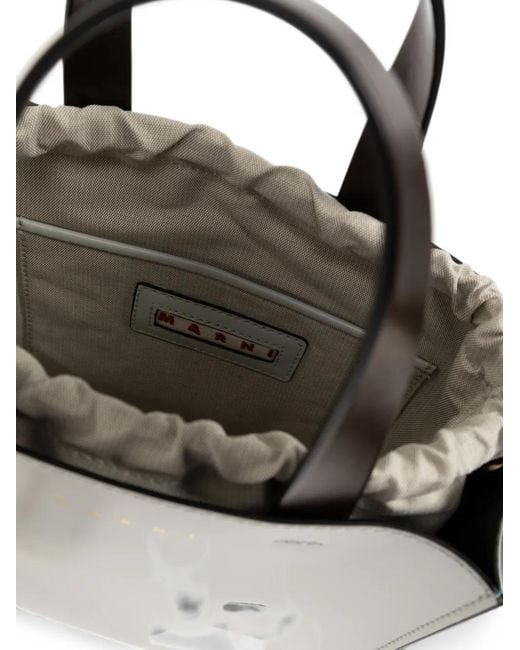 Marni White Museo Mini Leather Tote Bag