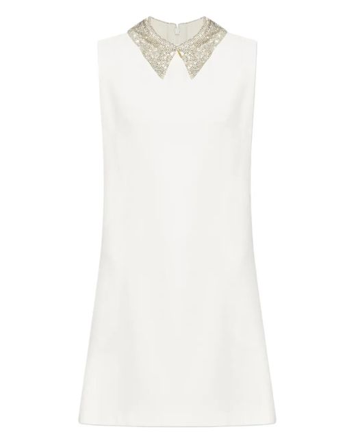 Vestido corto con apliques en el cuello Versace de color White