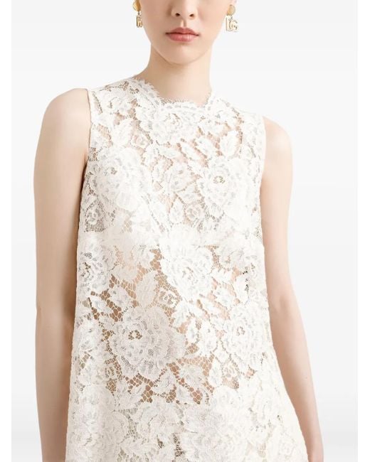 Dolce & Gabbana White Dna Lace-Detailing Top