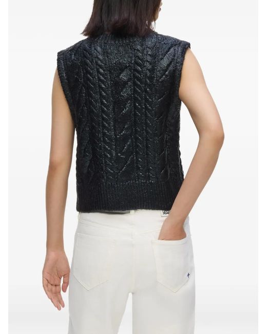 Karl Lagerfeld Black Cable-Knit Sweater