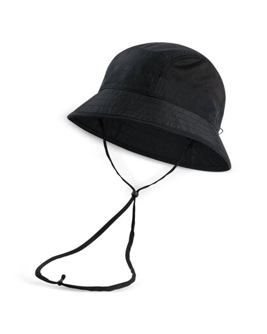 Odlo Black Mesh-Panel Drawstring Bucket Hat for men