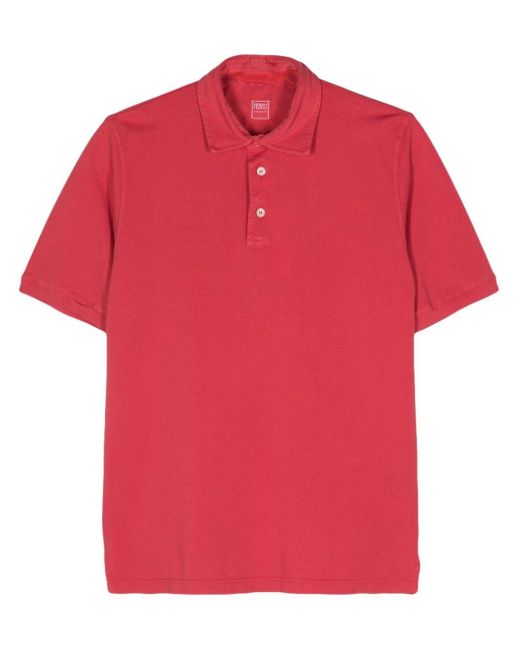 Fedeli Red Piqué Cotton Polo Shirt for men
