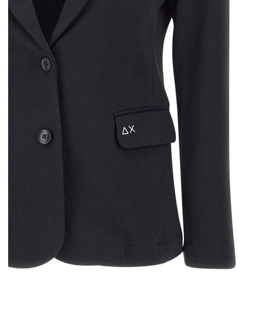 Sun 68 Blue Notched-Lapels Blazer