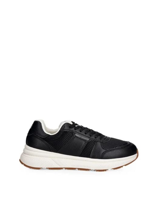 ARMANI EXCHANGE Black Logo-Print Panelled Sneakers for men