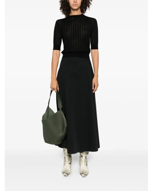 Max Mara Black Open-Knit Short-Sleeve Top