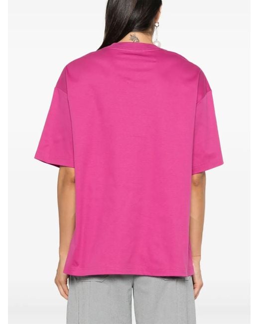 Lanvin Pink Recycled Cotton Embroidered Turtleneck Tee